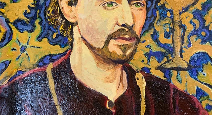 David Marrero - "King of Cups Tarot Card", Oil on wood, 20" X 24 "
