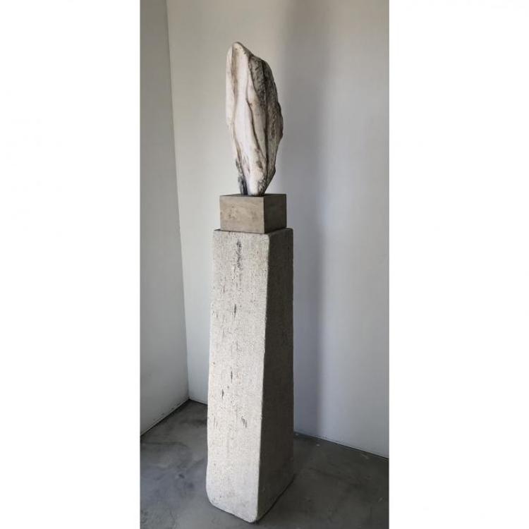 Jane Rosen - "Marble Monk (For Paul)", Portuguese marble and limestone, 81" x 12" x 14"